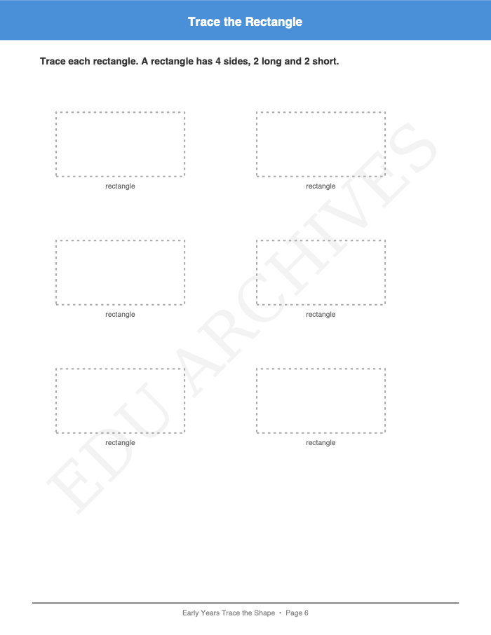 Trace the Shape: Trace the Shape: Page 6: Trace the Rectangle
