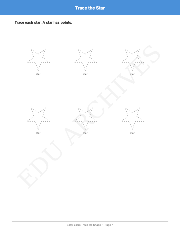 Trace the Shape: Trace the Shape: Page 7: Trace the Star