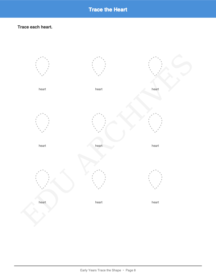 Trace the Shape: Trace the Shape: Page 8: Trace the Heart