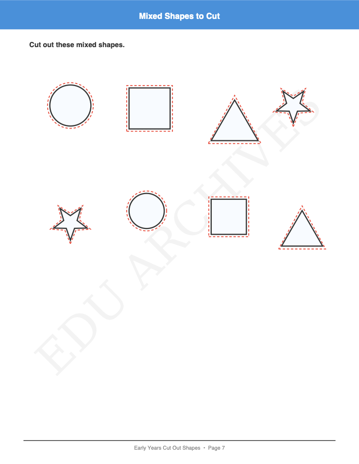 Cut Out Shapes: Cut Out Shapes: Page 7: Mixed Shapes to Cut