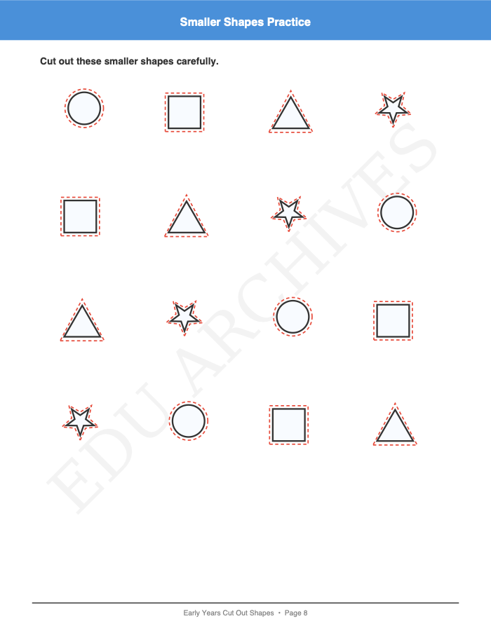 Cut Out Shapes: Cut Out Shapes: Page 8: Smaller Shapes Practice
