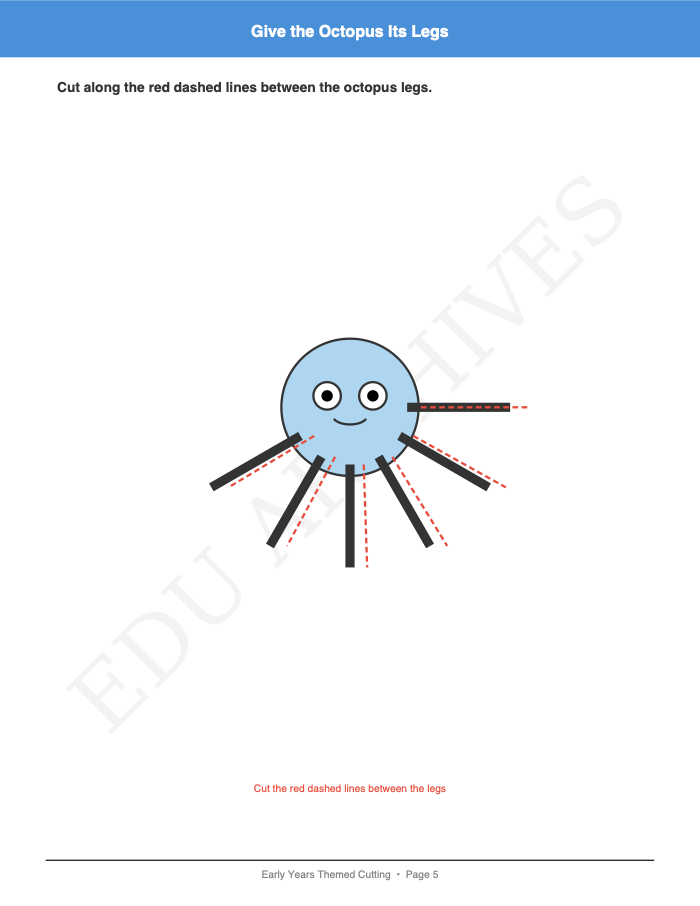 Themed Cutting: Lion, Monster and Octopus: Themed Cutting: Lion, Monster and Octopus: Page 5: Give the Octopus Its Legs