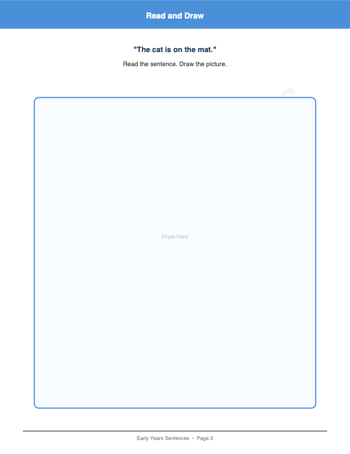 Sentence Reading and Drawing: Sentence Reading and Drawing: Page 3: Read and Draw