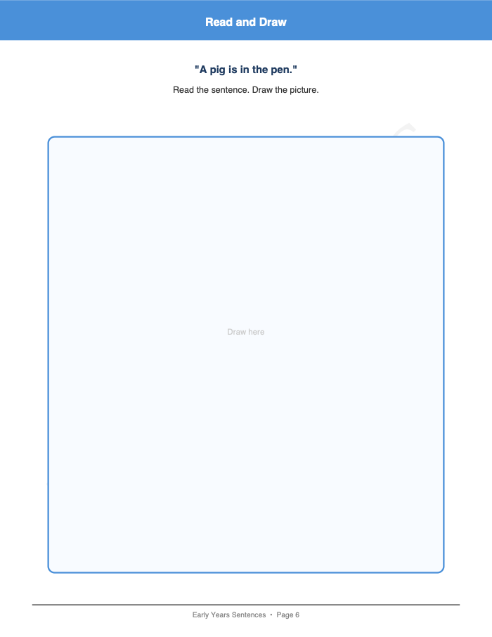 Sentence Reading and Drawing: Sentence Reading and Drawing: Page 6: Read and Draw