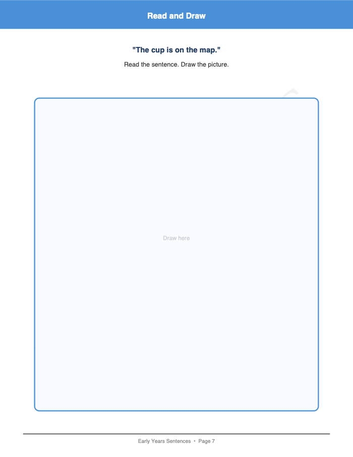 Sentence Reading and Drawing: Sentence Reading and Drawing: Page 7: Read and Draw