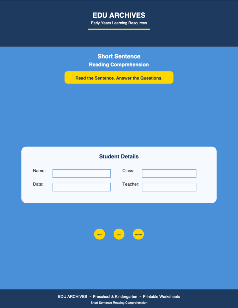 Cover of Short Sentence Reading Comprehension