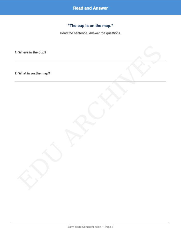 Short Sentence Reading Comprehension: Short Sentence Reading Comprehension: Page 7: Read and Answer