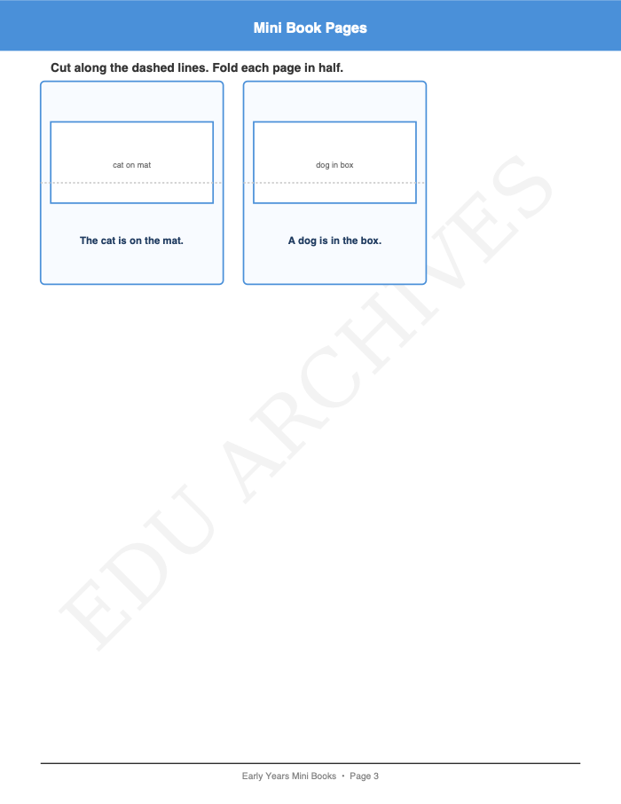 Simple Reading Books: Simple Reading Books: Page 3: Mini Book Pages