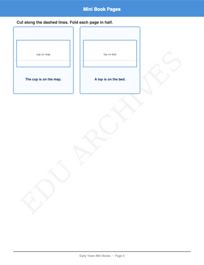 Simple Reading Books: Simple Reading Books: Page 5: Mini Book Pages