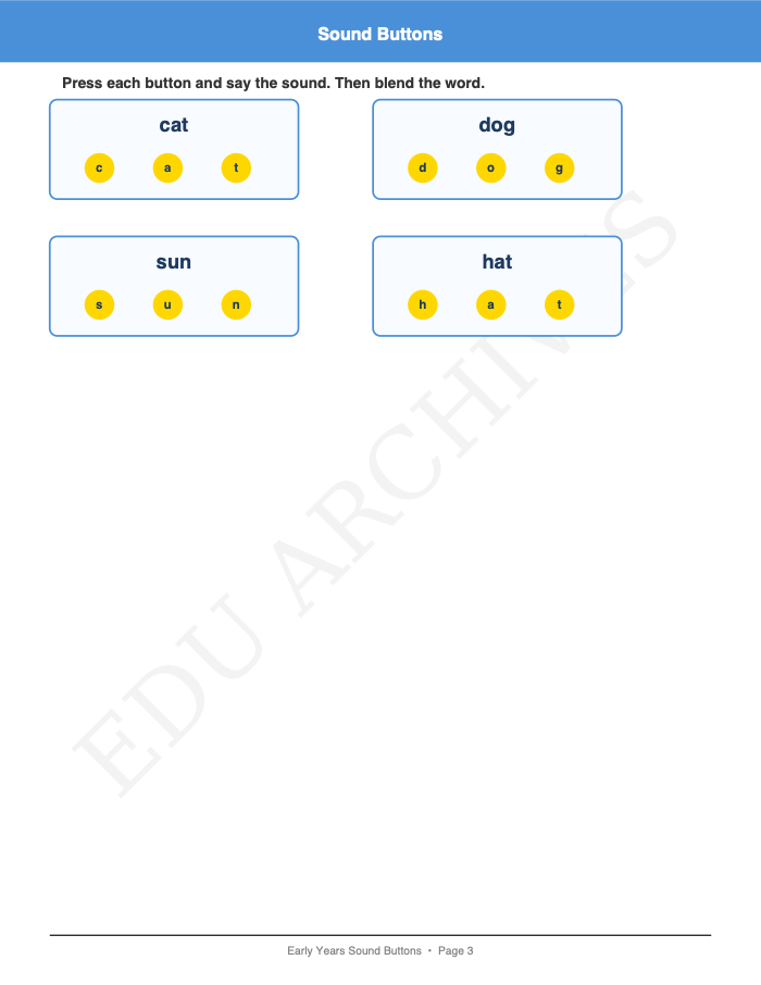 Sound Buttons and Blending: Sound Buttons and Blending: Page 3: Sound Buttons