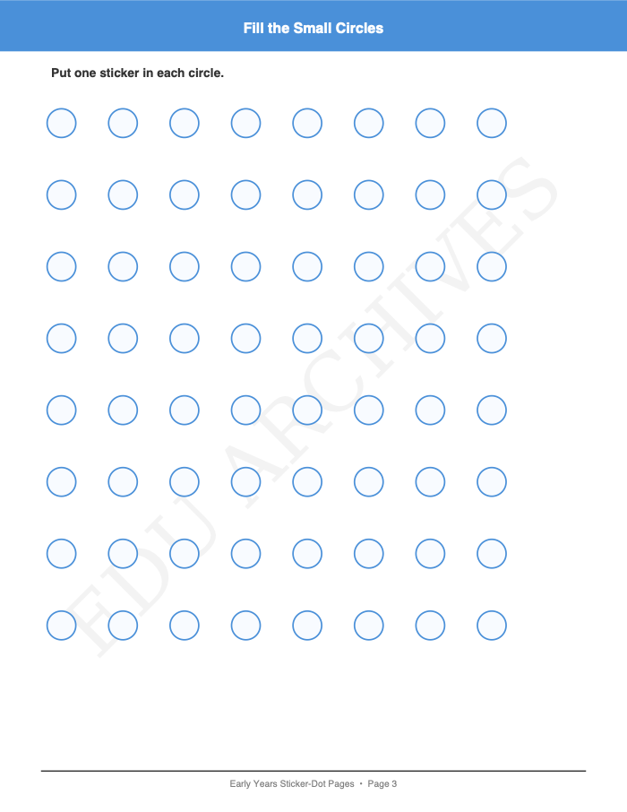 Sticker Dot Pages: Sticker Dot Pages: Page 3: Fill the Small Circles