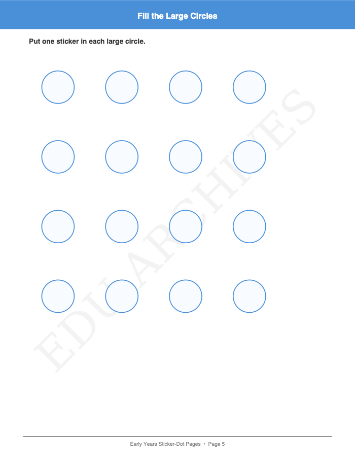 Sticker Dot Pages: Sticker Dot Pages: Page 5: Fill the Large Circles