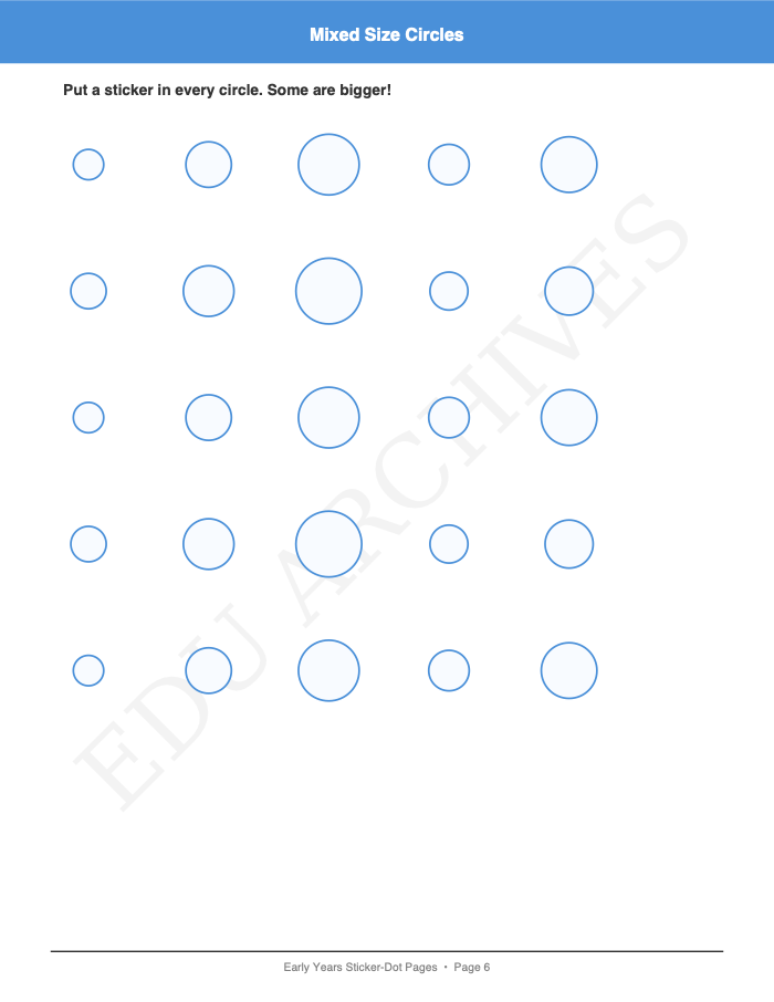 Sticker Dot Pages: Sticker Dot Pages: Page 6: Mixed Size Circles