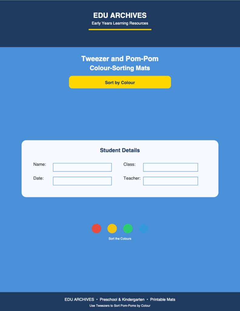 Cover of Tweezer and Pom-Pom Colour-Sorting Mats