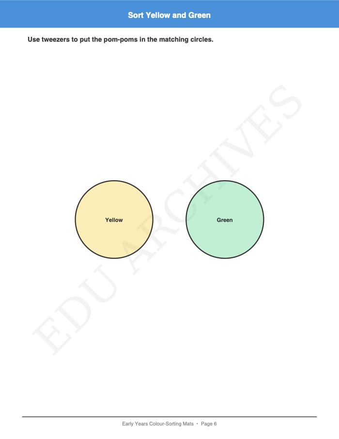 Tweezer and Pom-Pom Colour-Sorting Mats: Tweezer and Pom-Pom Colour-Sorting Mats: Page 6: Sort Yellow and Green