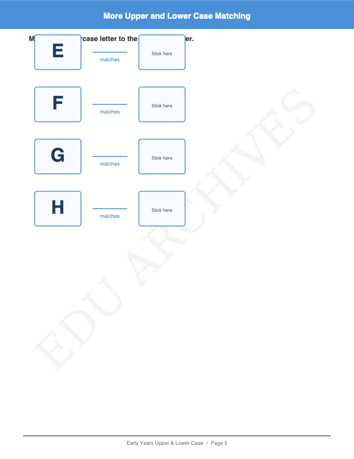 Upper and Lower Case Matching: Upper and Lower Case Matching: Page 5: More Upper and Lower Case Matching