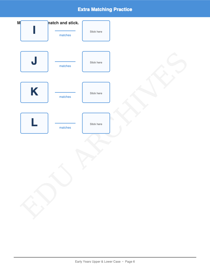 Upper and Lower Case Matching: Upper and Lower Case Matching: Page 6: Extra Matching Practice