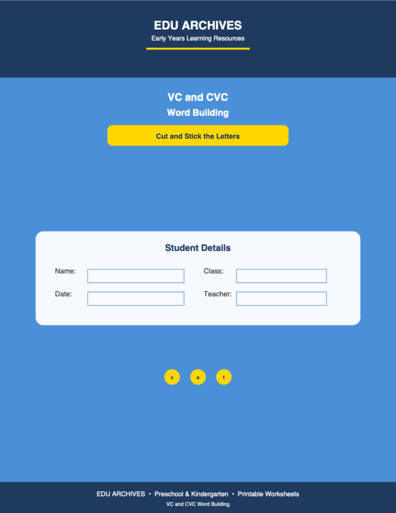 Cover of VC and CVC Word Building
