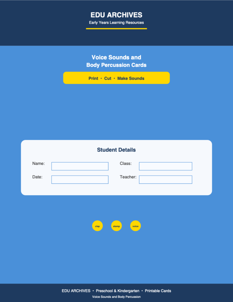 Cover of Voice Sounds and Body Percussion Cards