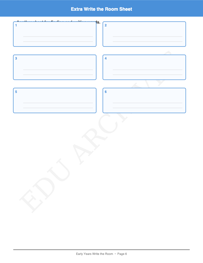 Write the Room: Write the Room: Page 6: Extra Write the Room Sheet